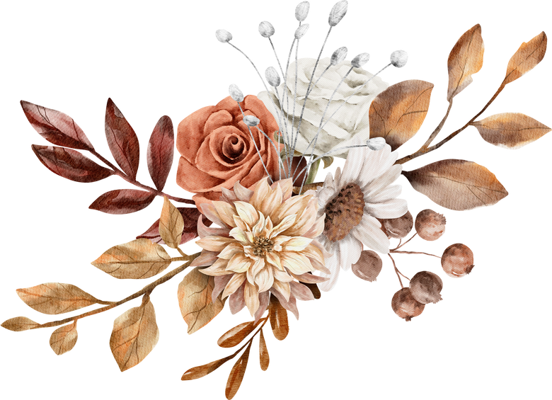 Vintage Autumn Flower Bouquets watercolor