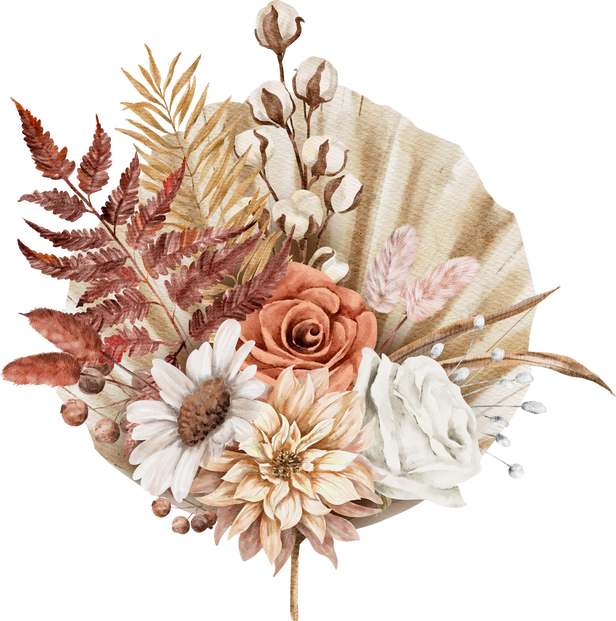 Vintage Autumn Flower Bouquets watercolor